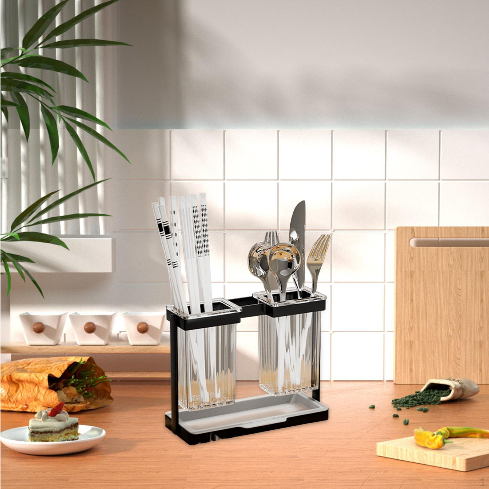 Chopstick Holder And Cutlery Organizer with Drainage for Kitchen Utensils Double cup 990₽