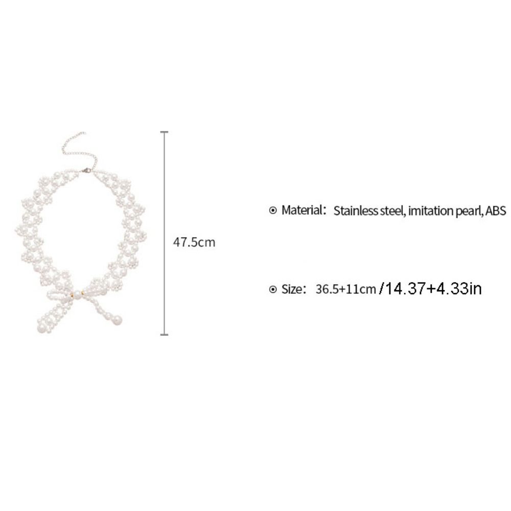 Imitation Pearl Clavicle Chain Women Bead Collarbone Chain Fashion Bow Necklace  Girls