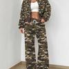 Splicing Autumn and Winter New European and American Women's Clothing Army Green Camouflage Printing Suit Women