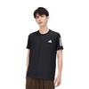 adidas T-shirt de course à manches courtes à séchage rapide et respirant Own The Run Logo Rayé Homme Hauts Noir JY8583