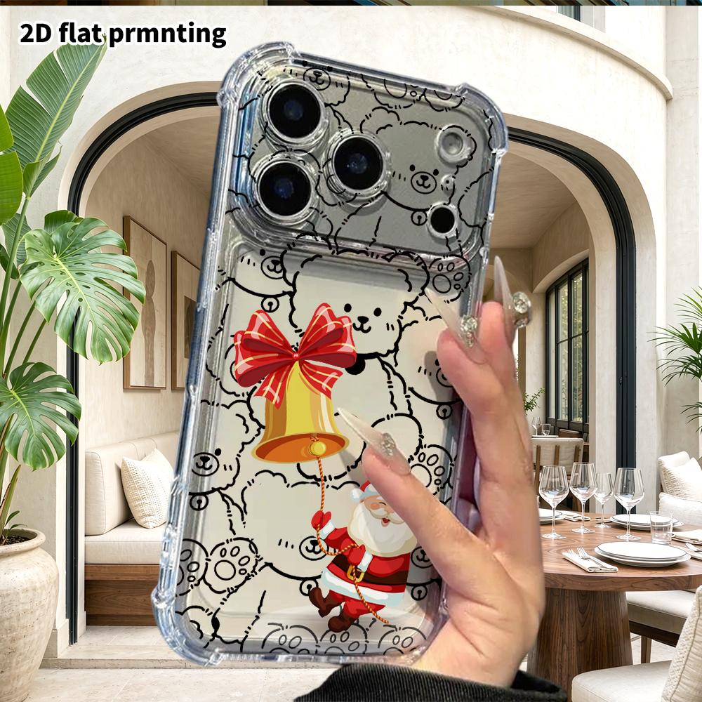 Phone Case: 2D flat, suitable for iPhone 18 17 16 15 14 13 Pro transparent corner protection case, Christmas bells, Christmas and Halloween gifts