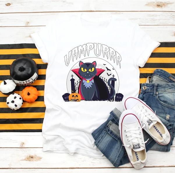 White Funny Cat Sarcasm TShirt Its Fine Im Fine Ladies Fashion Trend Couple Tshirt