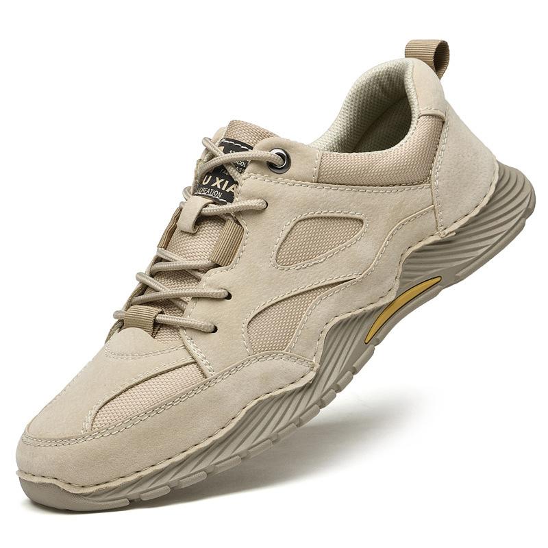 

Мужская обувь, новинка осени, большие размеры, трендовая повседневная обувь с сетчатой ​​поверхностью, мужские кожаные сетчатые кроссовки 46 бежевый