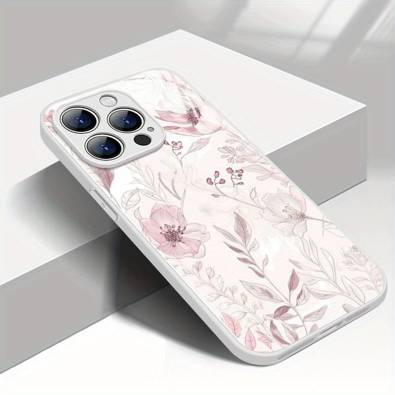 Artistic Elegant Floral Pattern Tempered Glass Phone Case for iPhone17promax 16 15 14 13 12ProMax 11 11Pro Anti-drop protection