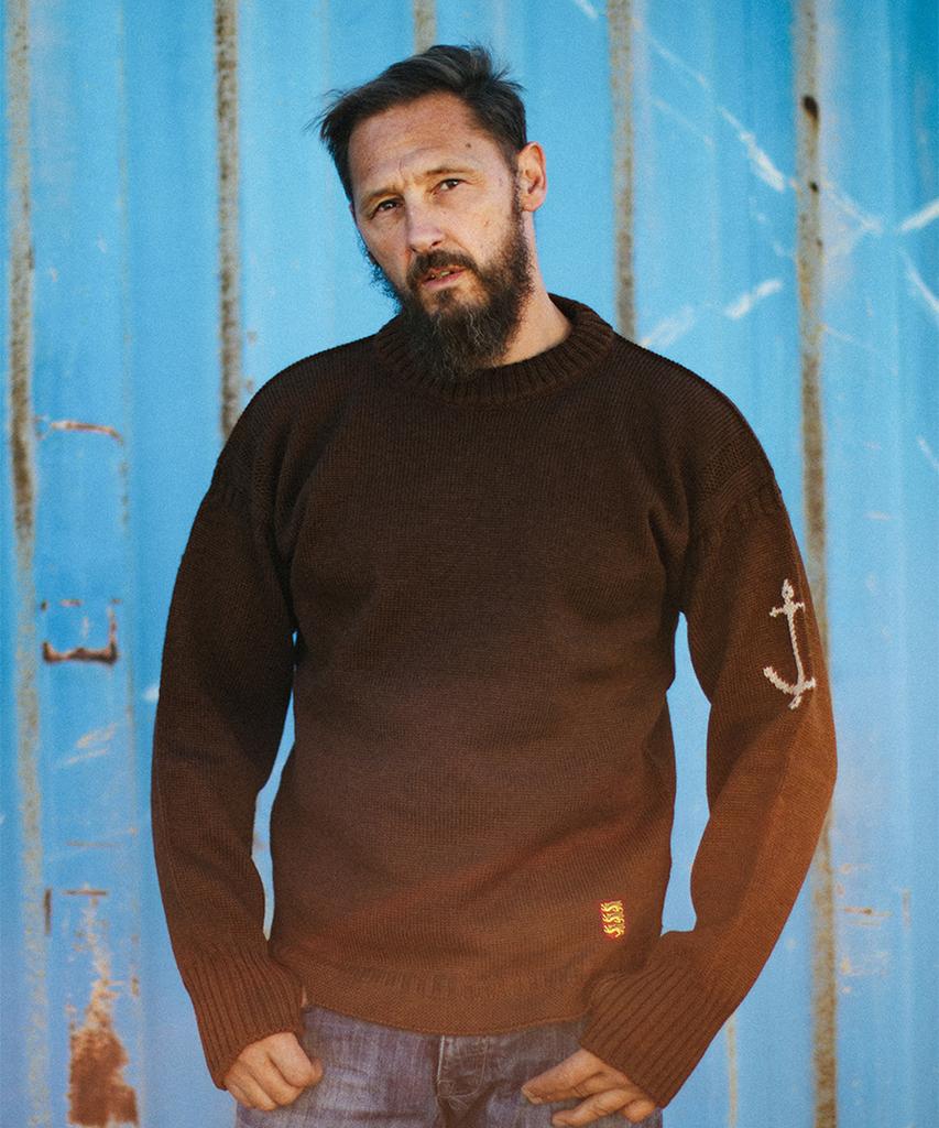 Geonjiulleunseu Crewneck Wholegarment Sweater - Dark Brown