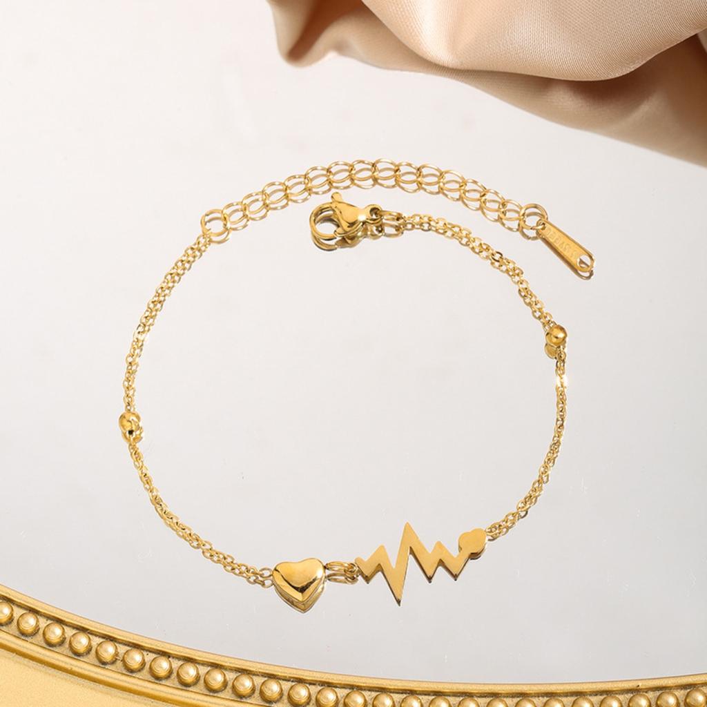 Luxury Gold Color Heart Bracelet - Stainless Steel Jewelry for Women Hypoallergenic Gift Party Bangles Accessories