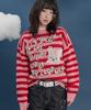WAIKEI Striped Puppy Graphic Knit Red