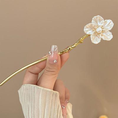 Klassischer Haarstab im chinesischen Stil, Blumenhaarnadel, handgefertigte Haarnadeln, Frauen, chinesischer Hanfu-Schmuck, Zubehör, Haarschmuck