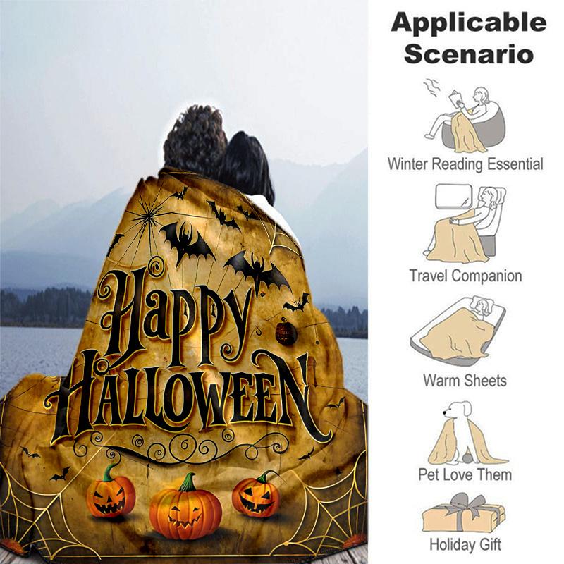 1pc Halloween Happy Day Blanket  Cute Home Decor for All Seasons, Living Room, Travel, Camping, Car Blankets