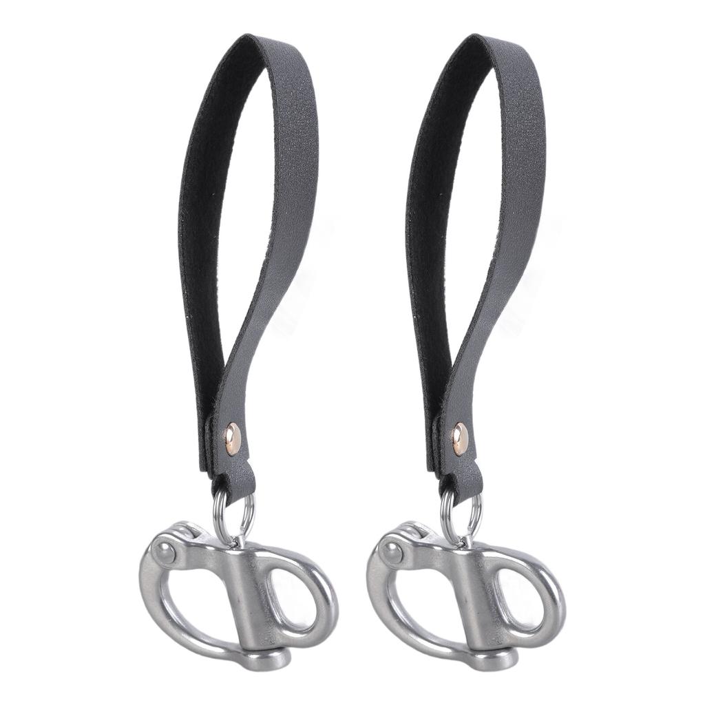 2Pcs Quick Release Snap Shackle with Leather Handle SCBA Mask Quick Release Clip Metal Fixed Snap Shackle Lanyard