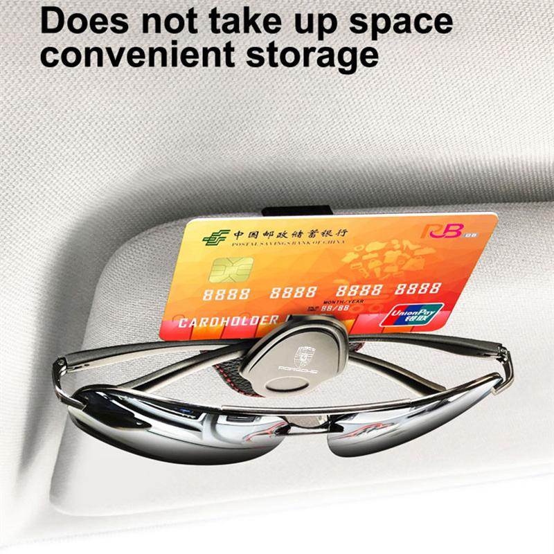 1 PZ Portapenne per Parasole Auto Fermacarte per Occhiali da Sole per Porsche Cayenne Panamera Macan 911 718 Taycan Boxster Cayman 918 Pajun