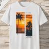 New Summer Men's Fashion T-shirt Sunset Coconut Tree Printed Men's T-shirt Top