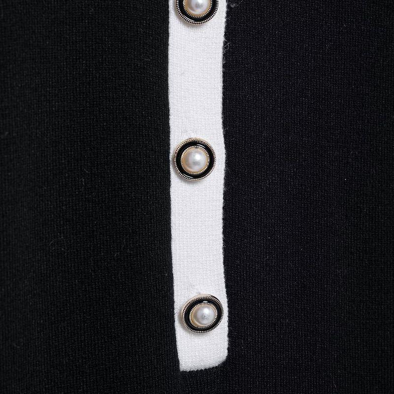 Kaslead New Women clothes Western Style Fashion Patchwork Contrast Color Short sleeve Long Single Breasted Knitted dress