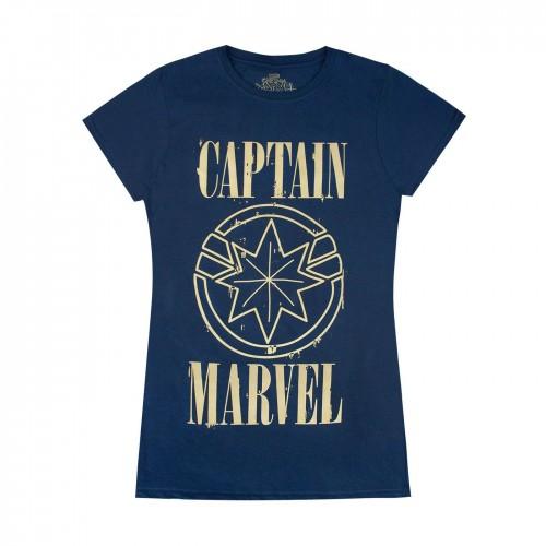Captain Marvel Damen/Damen T-Shirt mit Aufdruck und Schild