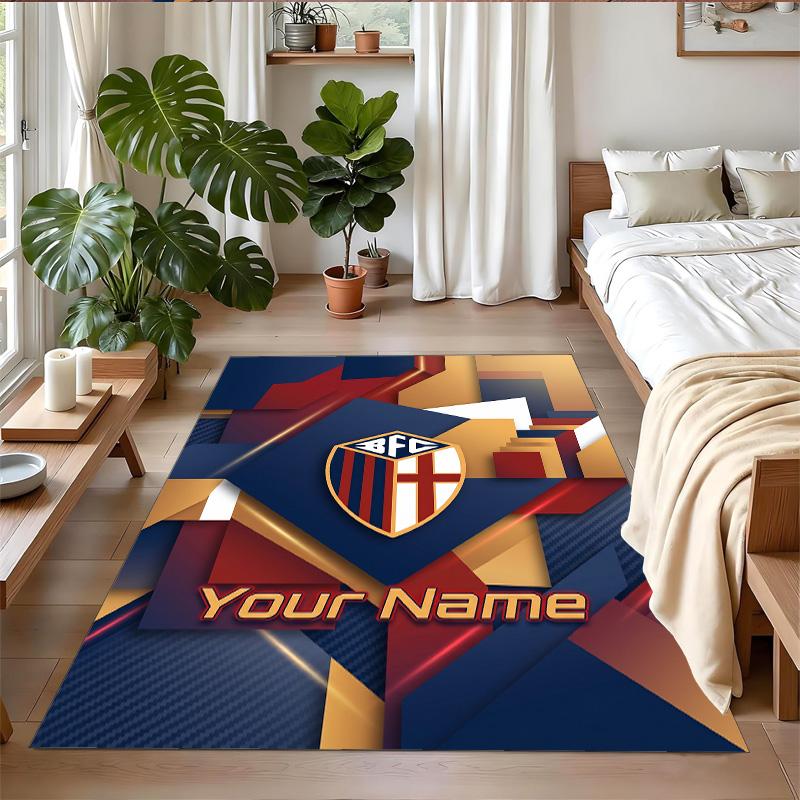 Crystal Velvet Rug Custom Name Text, Soft Non Slip Floor Mat Home DecorBologna FC