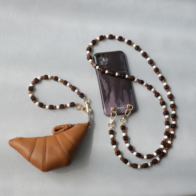 Neue Mode Damen Tasche Accessoire Abnehmbare Holzperlenketten Niedlicher Acryl Luxus Riemen Damen Elegante Tasche Schultergriff Kette