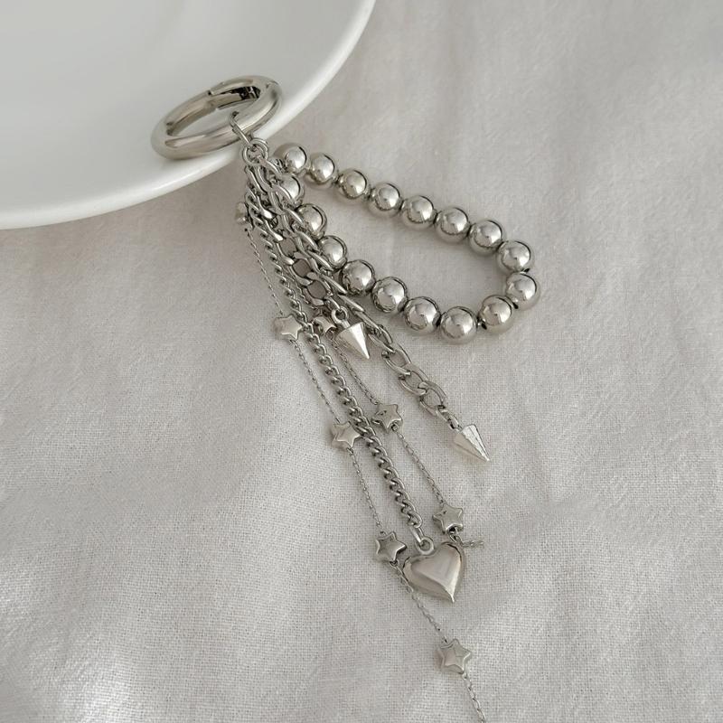 Trendiger Herz-Schlüsselanhänger Schlüssel-Schmuck Quasten Schlüsselhalter Perlen-Taschenanhänger Taschenanhänger Legierungstextur Perfekt für Tasche und Schlüssel