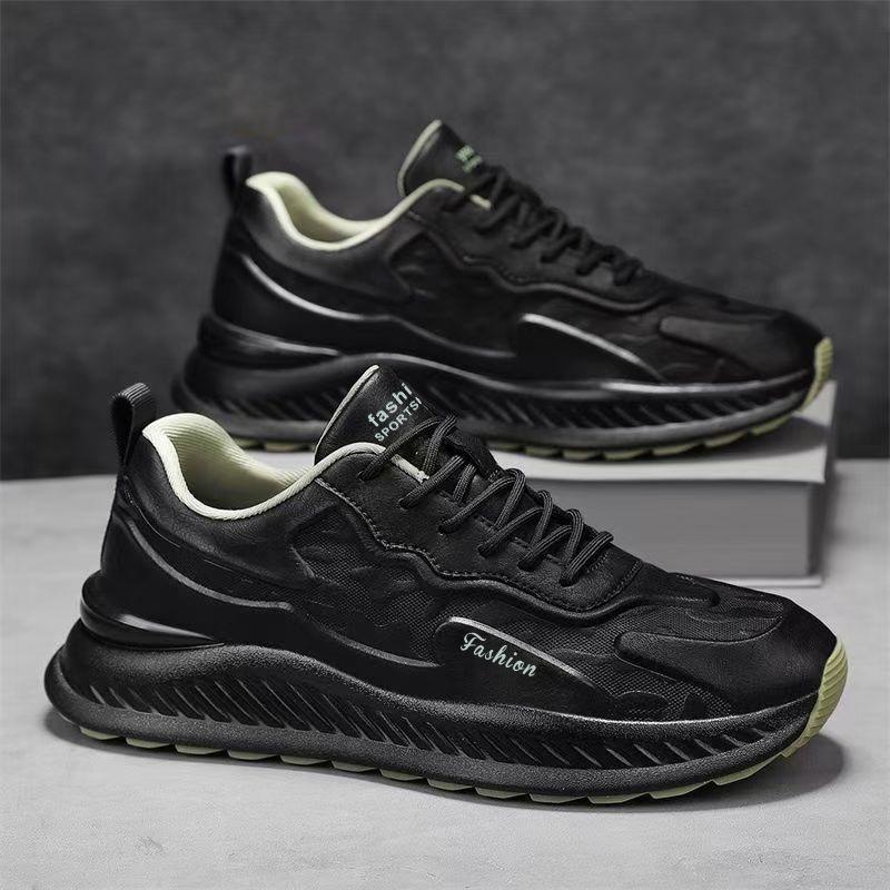 New men's sports single shoes platform sole heightening versatile casual running trendy shoes breathable black men
