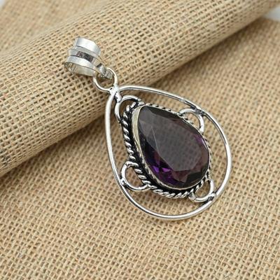 Amethyst Edelstein 925 Sterling Silber Handgefertigter schöner Anhänger Schmuck für Sie