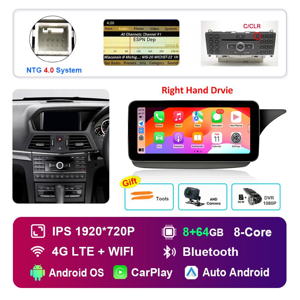 10.25'' Right Hand Drvie for Mercedes Benz E Class C207 W207 2009 - 2015 NTG 4.0 4.5 System Android Car Radio Multimedia Player
