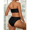 Sexy Bandeau Bikini 2025 Women Black Patchwork Striped Push Up High Waist Swimsuit Summer Bathing Suit 2 Piece Swimwear Biquini