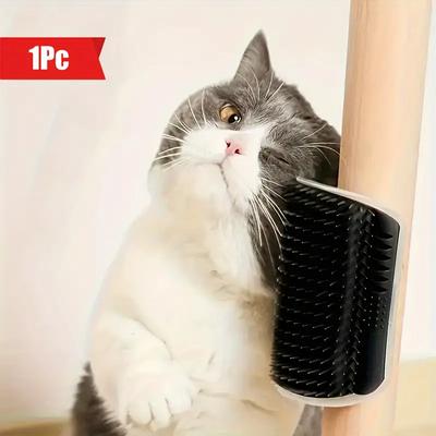 Wandmontierte Katze Selbstpflegebürste - Eck-Massage-Kratzer für Kurz- & Langhaarkatzen