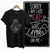 COOLMIND CAT Print  BLACK Short Seleve 100% Cotton Exclusive Graphic Women T Shirt Big Size O-neck Cotton Cat Lover Women Tshirt