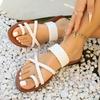 Women's Wide Width Woven Toe-Post Sandals - Minimalist Flat Mules for Summer, Lightweight Beach Slides