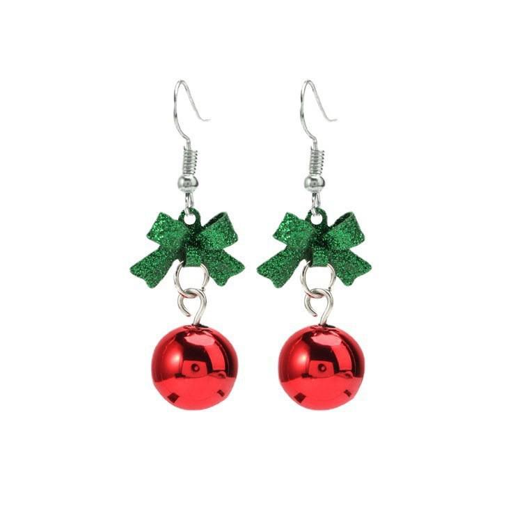 Christmas Santa Snowflake, Candy Cane, Bell, and Elk Earrings with Christmas Hat Design