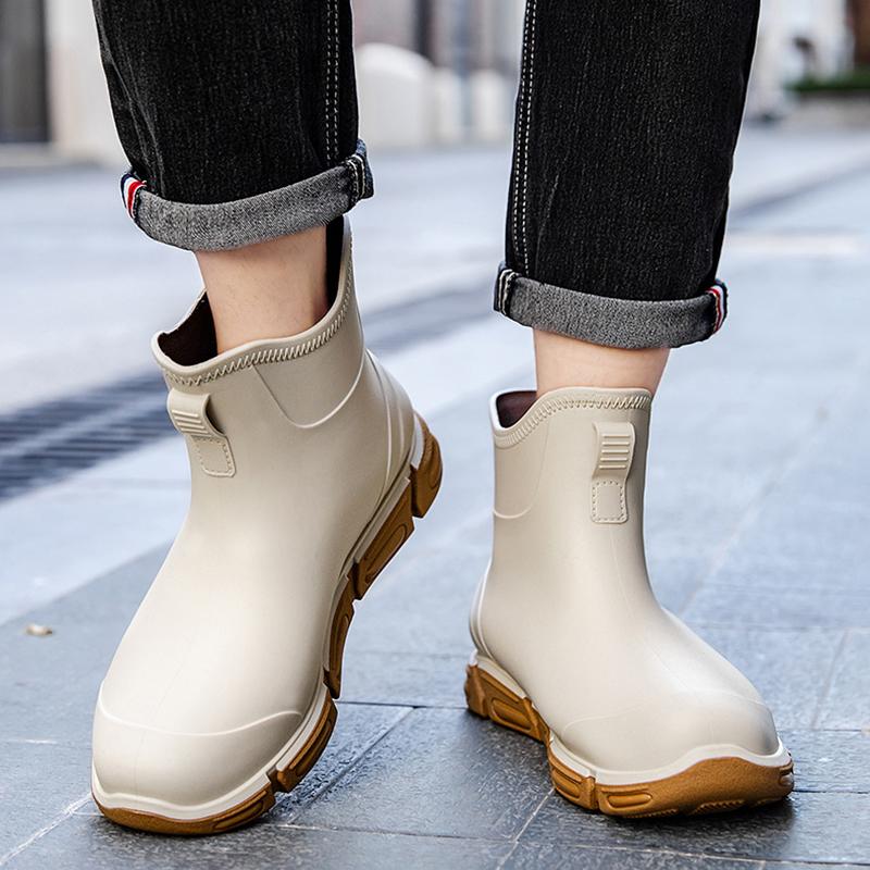 Fashion New Men's Rain Boots Rubber Gumboots Mid-calf Waterproof Working Boots Comfort Non-slip Fashion Men's Rain Boots Rubber Gumboots