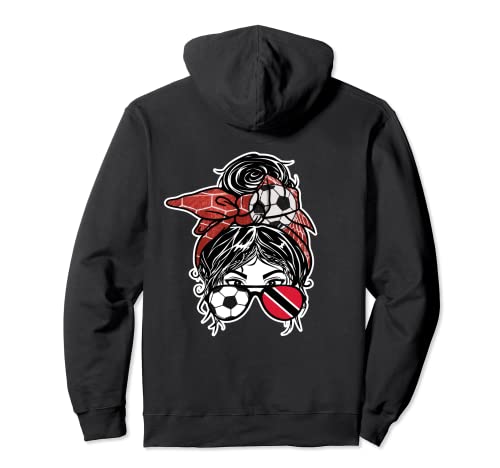 

Messy Bunn Hair Soccer Girl Trinidad and Tobago Fun Jersey Hoodie