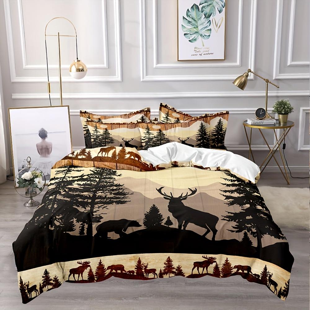 A Set Of Digital Printed Duvet Cover Set Featuring Deer And Bear Designs Bedding Set Christmas Gifts For New Year