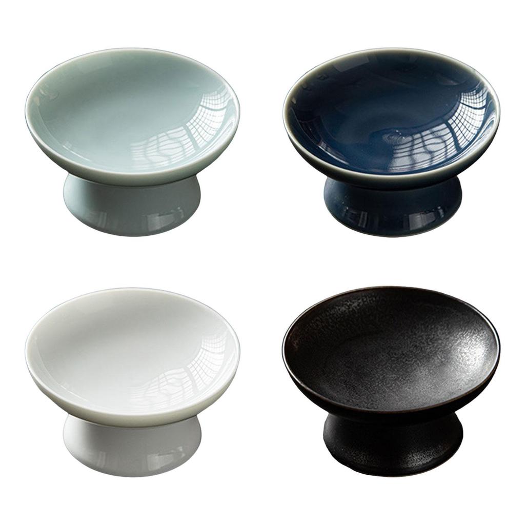 Ceramic Tray Round Multipurpose Serving Platter Pedestal Snack Bowl Snack Tray for Appetizer Dessert Nut Small Food Family