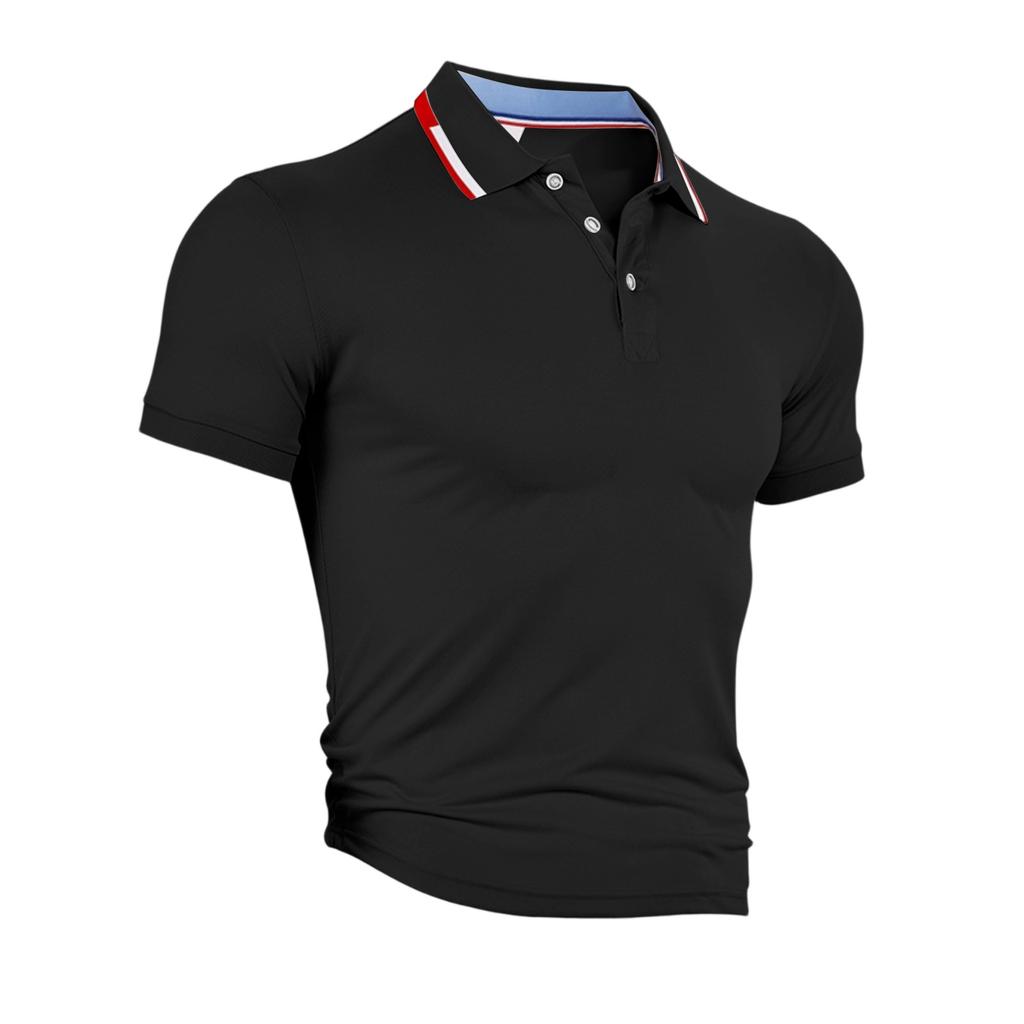 Men's Short Sleeve Polo Shirt Breathable Quick Dry Sports Casual Collared Polo Shirt for Summer Outdoor Activities