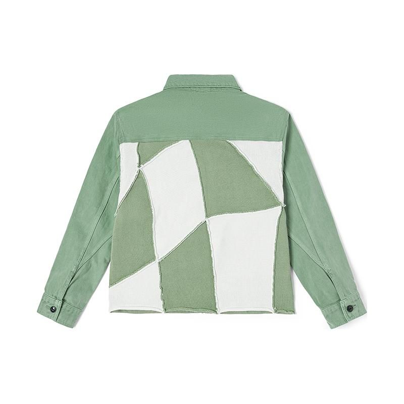 Lee X Randomevent Collaboration Back Spliced Knitted Patch Jacket Unisex Jacket Green LUT005300201690A03715