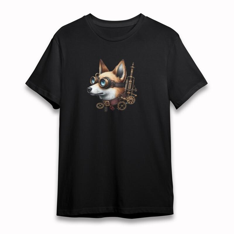 

Women s Slight Stretch Classic T-Shirt Steampunk Dog with Goggles Plus Size Tee XL