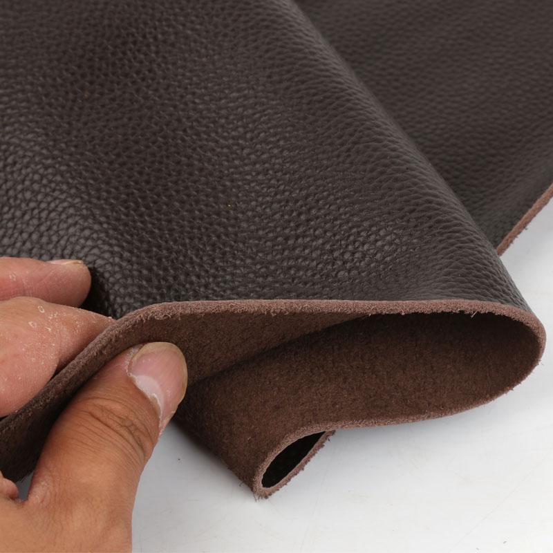 Coffee color 1.5mm thick leather head layer cowhide leather material genuine leather lychee pattern dark brown sofa headboard ta