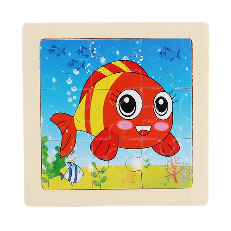 9-Piece Wooden Cartoon Animal Transport Jigsaw Toy for Early Education