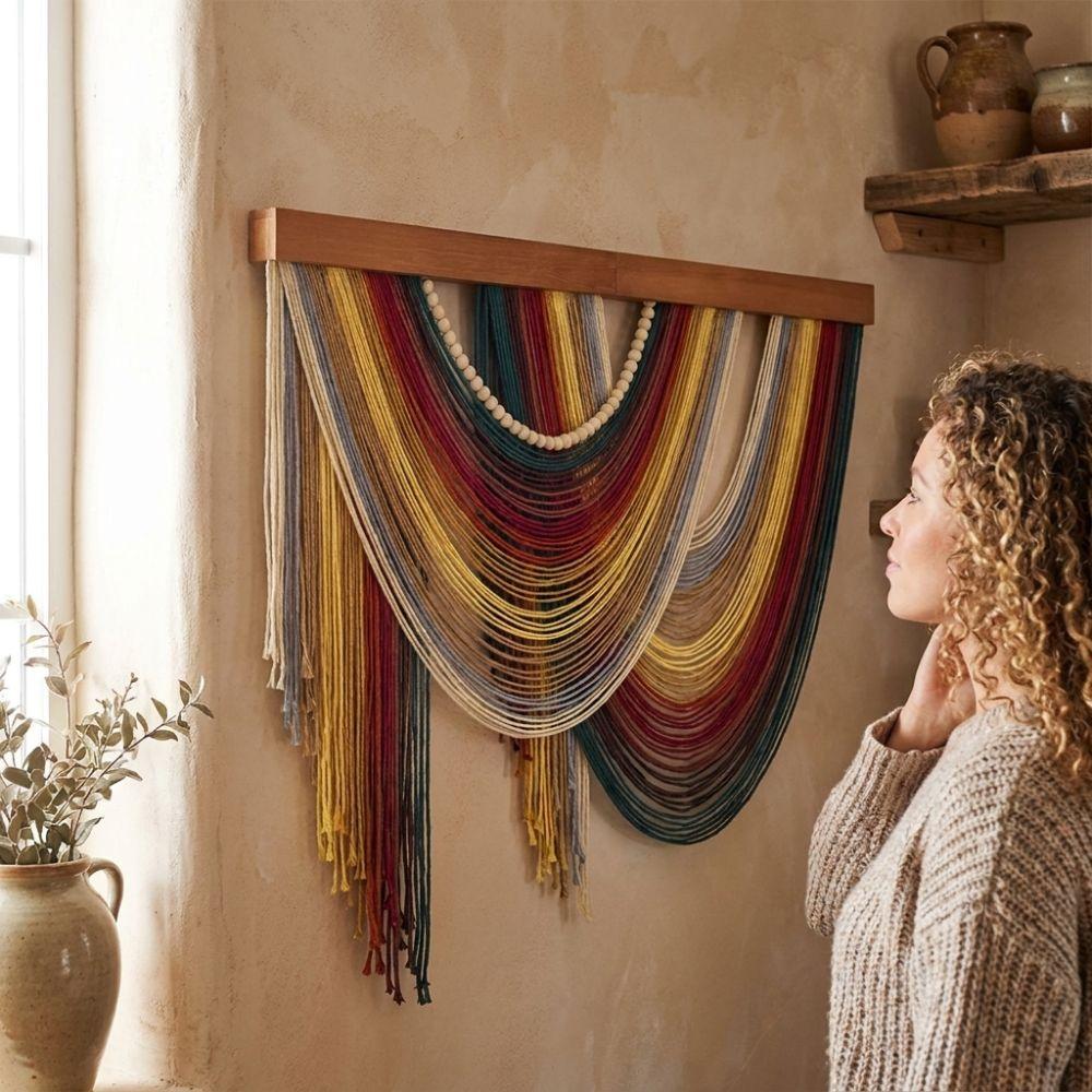 Hand-Woven Bohemian Wall Decor Wall Art Curtain Tapestry Unique Wall Hanging Pendant Headboard