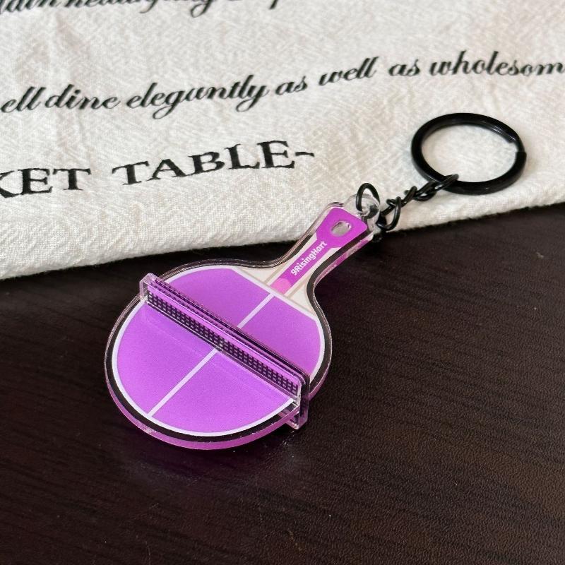 Acrylic Ping Pong Table Keychain Double Sided Mini 3D Sports Keyring Bag Pendant Car Key Chains Souvenir Gift