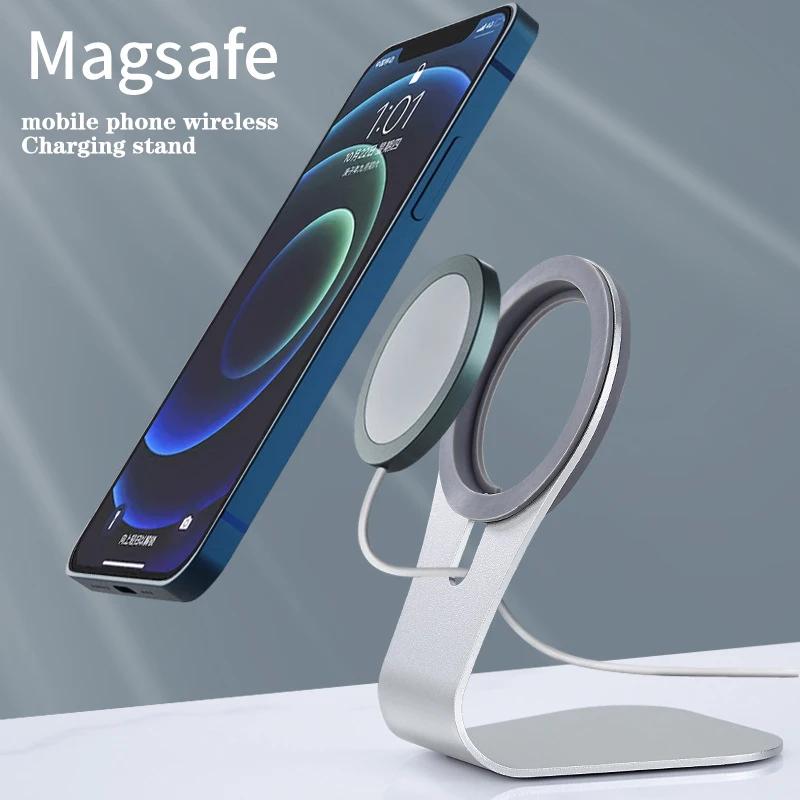 Support Chargeur Magsafe Magnétique en Alliage d'Aluminium Charge Rapide Sans Fil pour iPhone Série 12 Chargeur Macsafe Carregador Galaxy buds