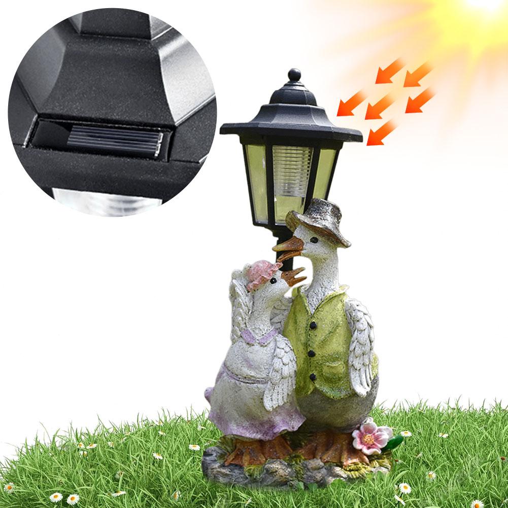 Solar Powered Cute Figurine Light Resin Hexagonal Decorative Lamp Animal/Child/Gnome Hexagonal Night Light Courtyard Decoration