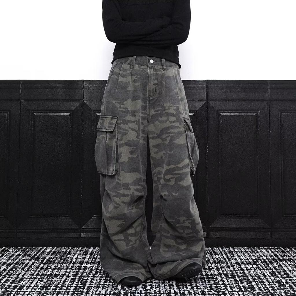 Toamnă și iarnă New American High Street Spălați blugi de culoare deschisă pentru bărbați și femei Pantaloni largi, cu picior drept, ușor evazați