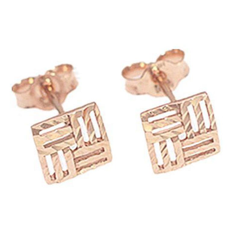 Серьги-гвоздики геометрические квадратные, цвет золотой, модные, простые, с характером, фиолетово-золотые, с покрытием из розового золота