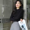 Long Sleeve Female Cold Basic Warm Shirt Bottom Shirt Autumn and Winter Puffed Half High Neck Tops Outer Wearing High Neck Inner Knitting Sweater
