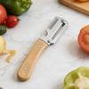 2 Stück Multifunktionale Gemüseschäler mit Holzgriff zum Schälen und Schneiden von Obst und Gemüse mit Flaschenöffner