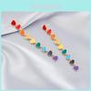 Stylish Colorful Heart Alloy Long Earrings Women's Simple Drop Dangle
