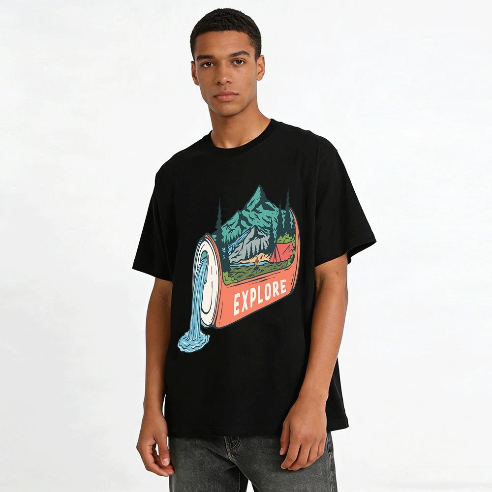 Explore Mountain Camping Graphic Casual Outdoor Tee Pure cotton T-shirt