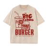 2026 Vintage Retro Burger Soda Drink Graphic Beige Washed T Shirt Classic Fast Food Hawaiian Palm Oversized Unisex Casual Short