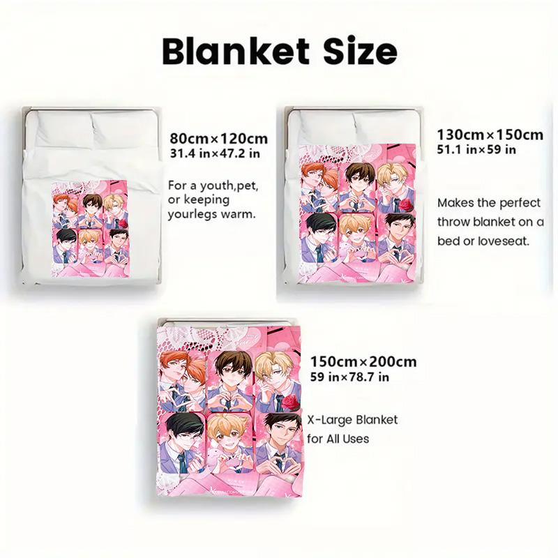 Ouran High School Host Club 2D Flat Pattern Flannel Blanket High quality All Seasons Warmth and Comfort Perfect for Christmas Gifts.DMT0925519